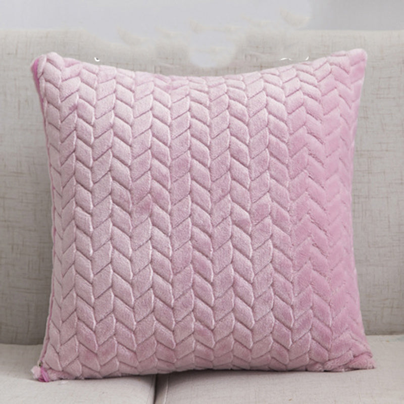 Flannel Solid Color Throw Pillow Sofa Cover Cushion Cover Nordic Style Simple Style - DropOnline.co