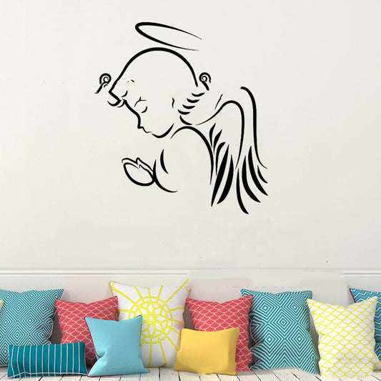 Cute Angel Baby Wishing Pattern Wall Stickers - Removable PVC Decal for Children's Room Bedroom - DropOnline.co