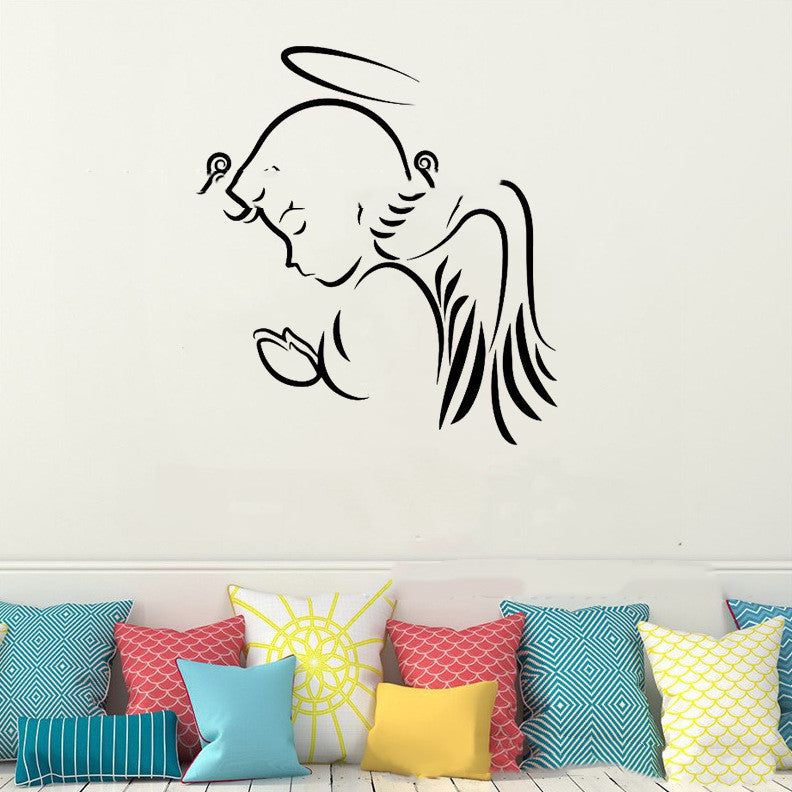 Cute Angel Baby Wishing Pattern Wall Stickers - Removable PVC Decal for Children's Room Bedroom - DropOnline.co