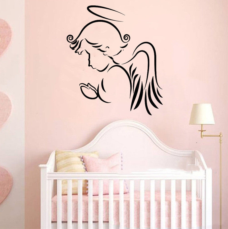 Cute Angel Baby Wishing Pattern Wall Stickers - Removable PVC Decal for Children's Room Bedroom - DropOnline.co