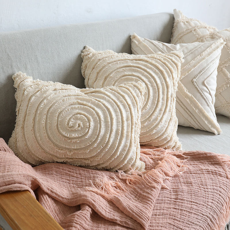 Original Modern Simple Natural Style Sofa Bedroom Cotton Bud Cushion Pillow Waist Pillow Square Pillow Cover Cover - DropOnline.co
