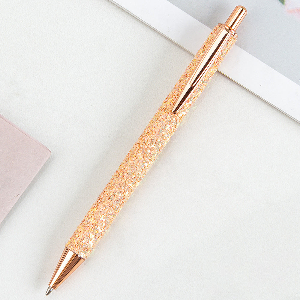 Ins Metal Pen Pu Bag Diamond Pen Sequin Press Pen Customized Multi-Color Press Ballpoint Pen - DropOnline.co