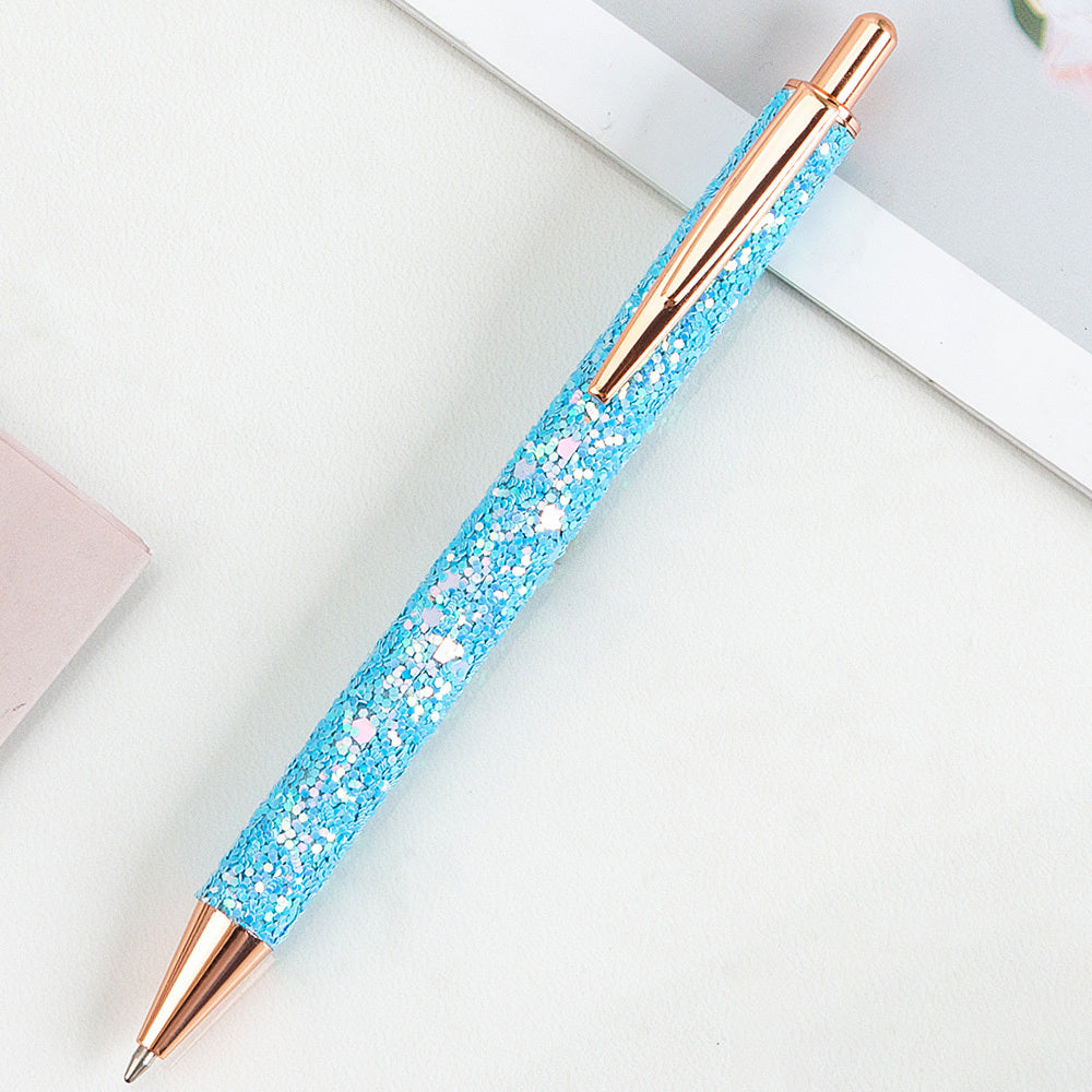 Ins Metal Pen Pu Bag Diamond Pen Sequin Press Pen Customized Multi-Color Press Ballpoint Pen - DropOnline.co