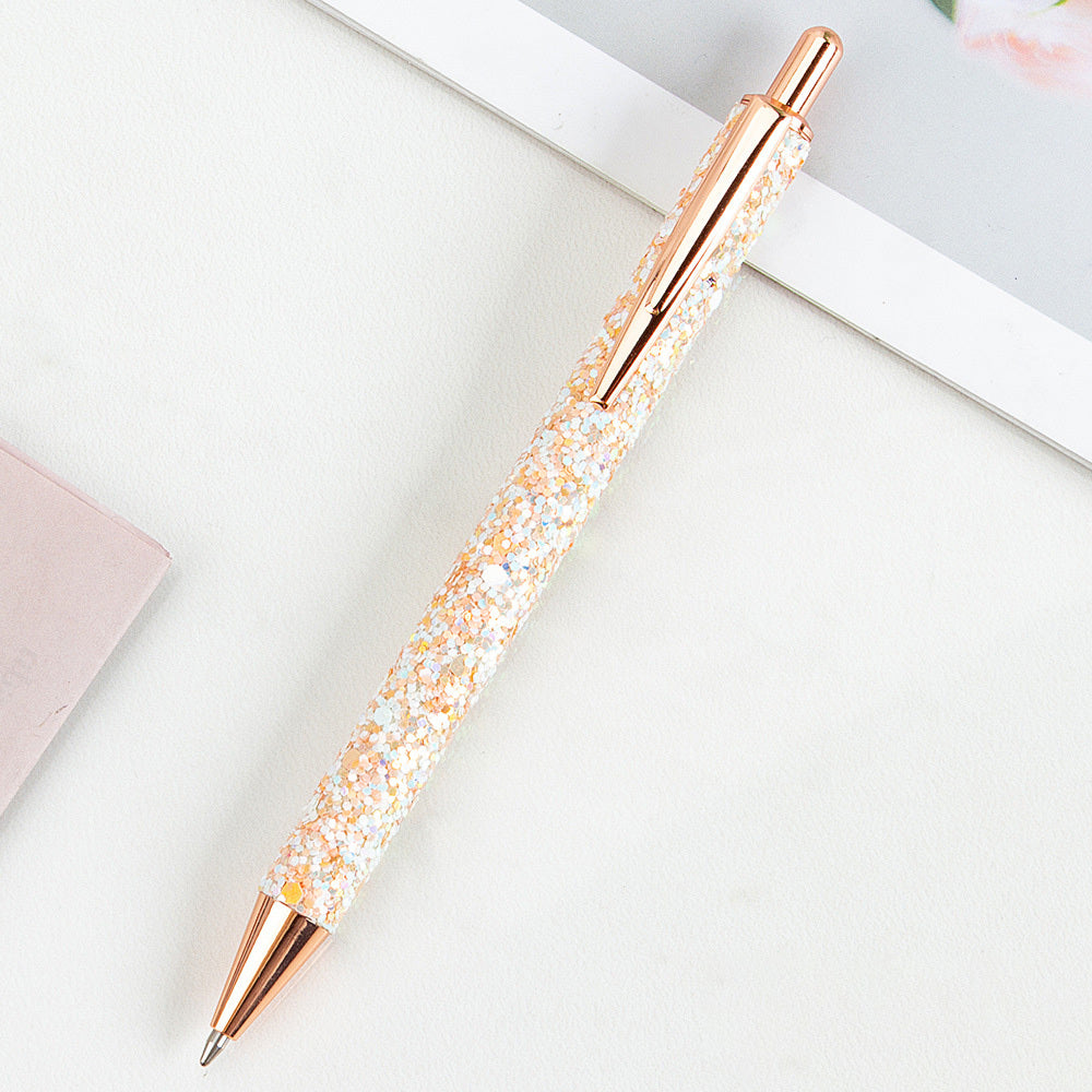 Ins Metal Pen Pu Bag Diamond Pen Sequin Press Pen Customized Multi-Color Press Ballpoint Pen - DropOnline.co