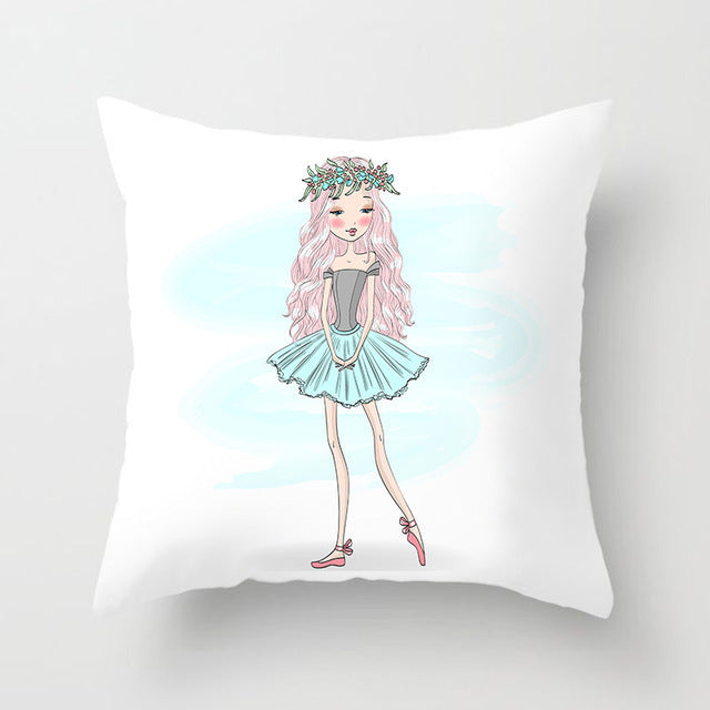 Cartoon Pretty Girl Pillow Cushion Cover Sand Pad Home - DropOnline.co