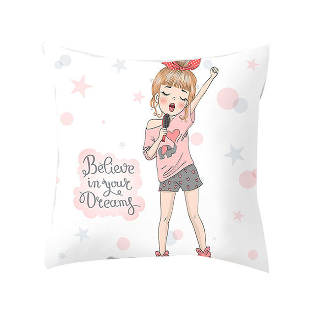 Cartoon Pretty Girl Pillow Cushion Cover Sand Pad Home - DropOnline.co