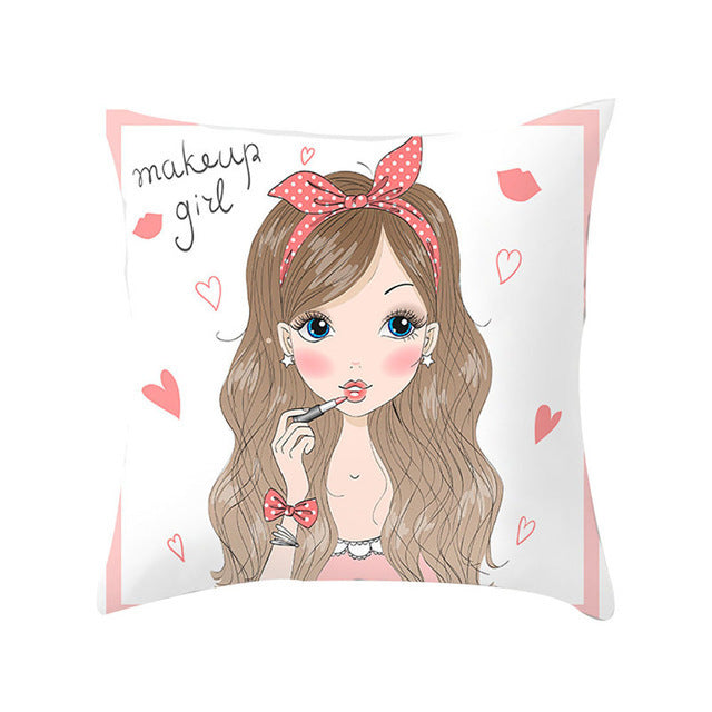 Cartoon Pretty Girl Pillow Cushion Cover Sand Pad Home - DropOnline.co