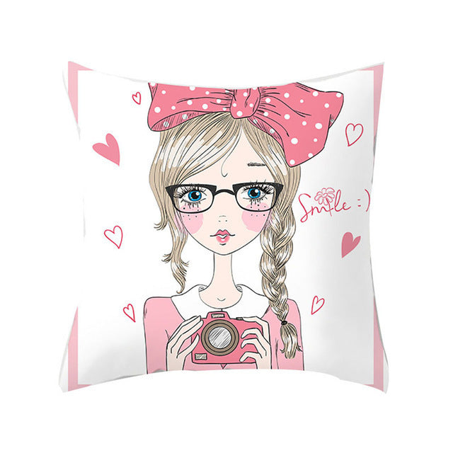 Cartoon Pretty Girl Pillow Cushion Cover Sand Pad Home - DropOnline.co