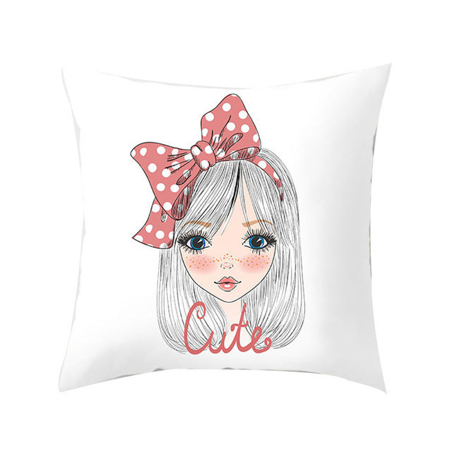 Cartoon Pretty Girl Pillow Cushion Cover Sand Pad Home - DropOnline.co