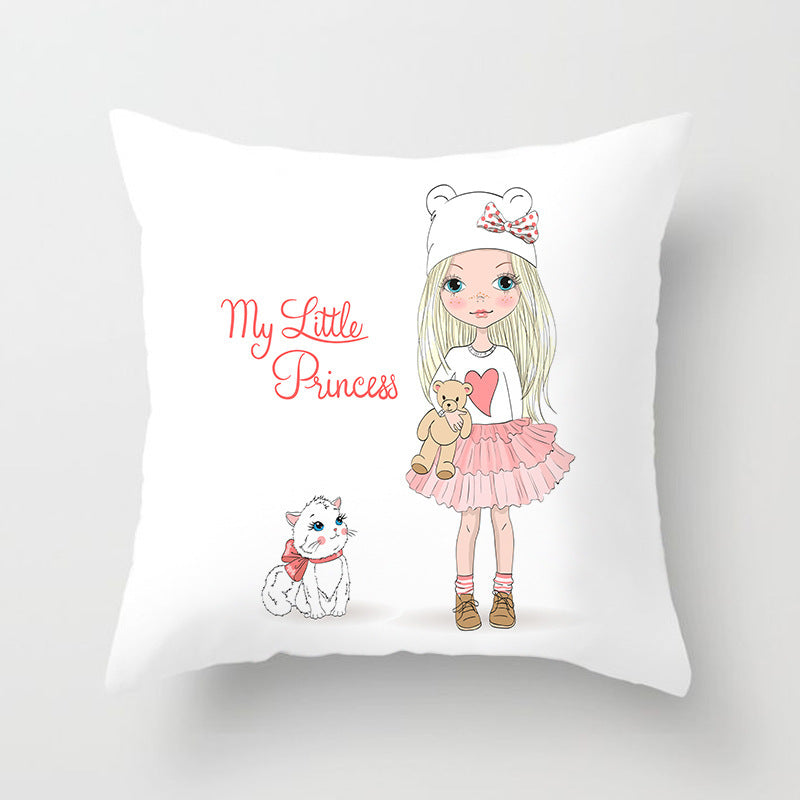 Cartoon Pretty Girl Pillow Cushion Cover Sand Pad Home - DropOnline.co