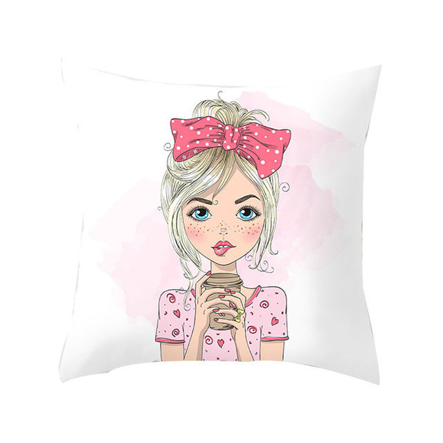 Cartoon Pretty Girl Pillow Cushion Cover Sand Pad Home - DropOnline.co
