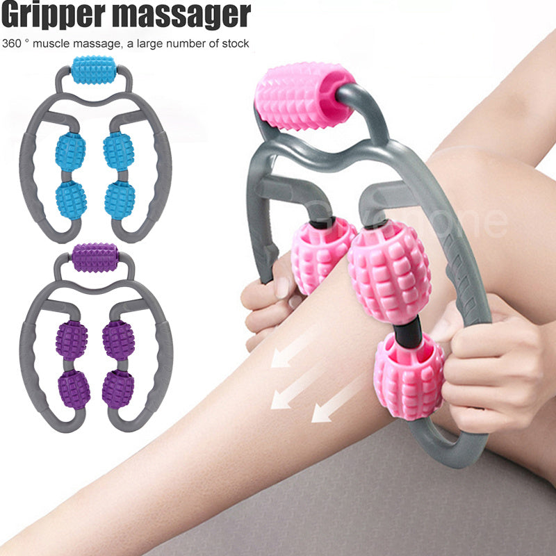 U Shape Trigger Point Massage Roller Full Body Massage Tool Arm Leg Neck Muscle Massager 4 Wheels Fitness Device For Sports - DropOnline.co