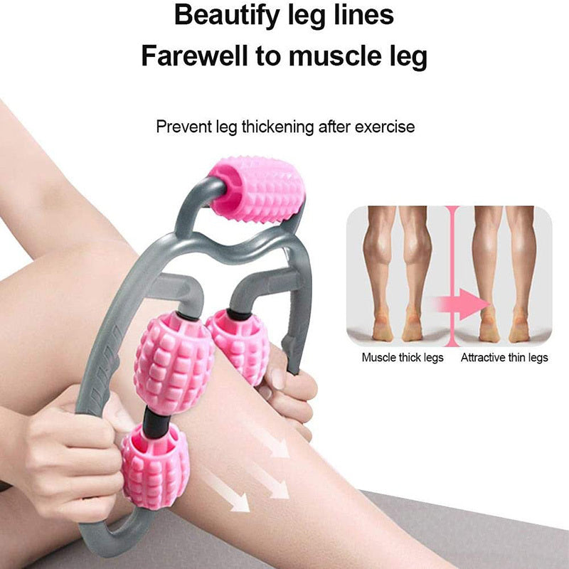 U Shape Trigger Point Massage Roller Full Body Massage Tool Arm Leg Neck Muscle Massager 4 Wheels Fitness Device For Sports - DropOnline.co