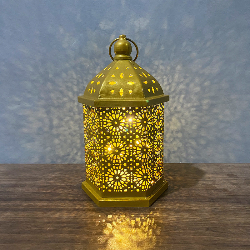 Home Decor Metal Lantern Eid Mubarak Night Led Ramadan Decoration Muslim Party Supplies Gift - DropOnline.co