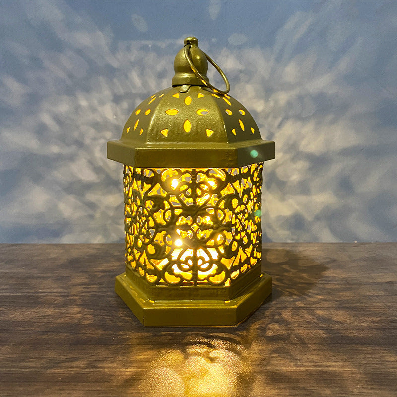Home Decor Metal Lantern Eid Mubarak Night Led Ramadan Decoration Muslim Party Supplies Gift - DropOnline.co