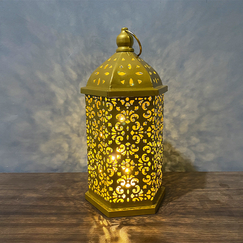 Home Decor Metal Lantern Eid Mubarak Night Led Ramadan Decoration Muslim Party Supplies Gift - DropOnline.co