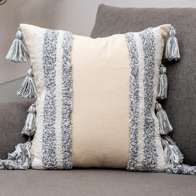 Flow Sofa Throw Pillow Chair Cushion Lumbar Pillow Tassel Moroccan Office Cushion - DropOnline.co