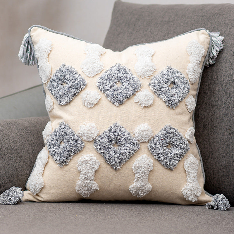 Flow Sofa Throw Pillow Chair Cushion Lumbar Pillow Tassel Moroccan Office Cushion - DropOnline.co