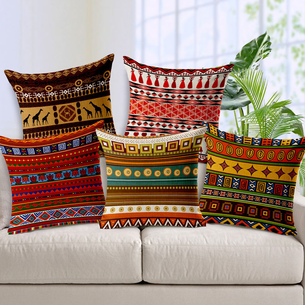 African Ethnic Stripe Bohemian Linen Cotton Hemp Sofa Pillow Car Cushion Soft - DropOnline.co