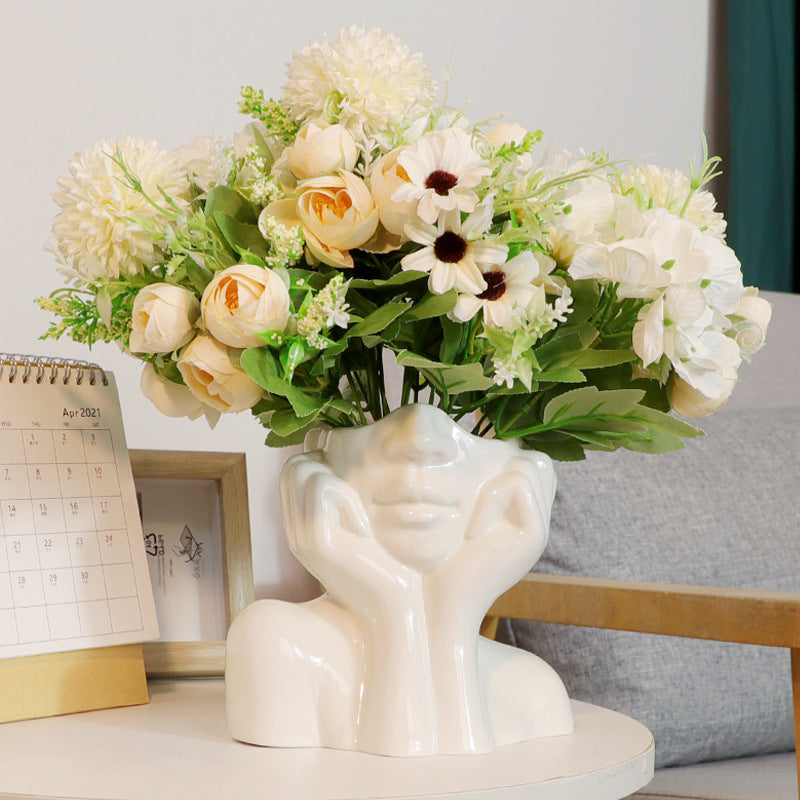 Nordic Ceramic Simulation Human Body Art Vase Sculpture Decoration Living Room TV Cabinet Handicraft Home Decor Ornaments - DropOnline.co