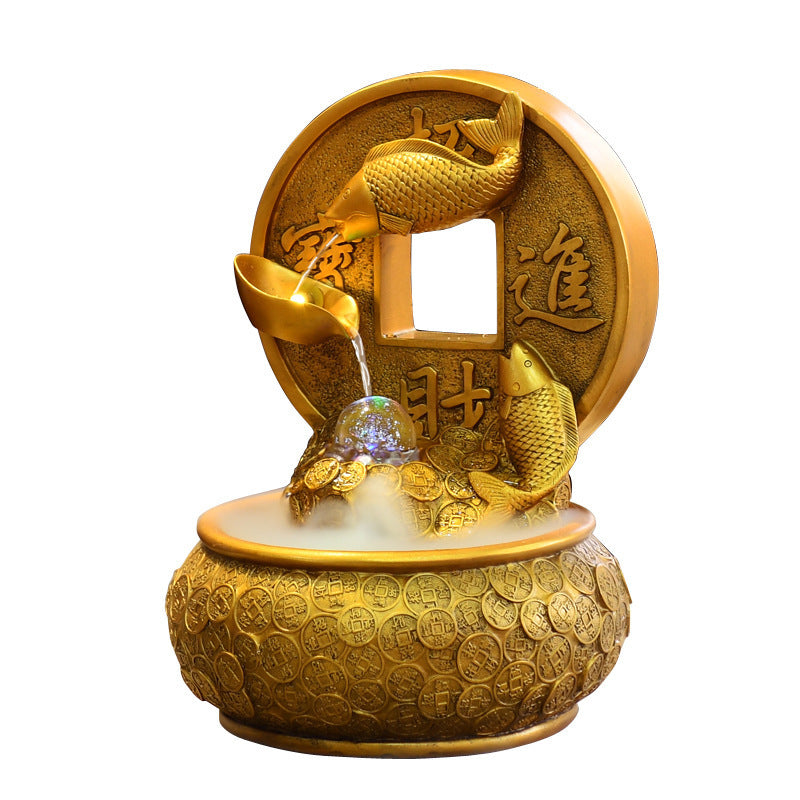 Water Fountain Feng Shui Ornaments Fish Decor Home Office Living Room Decoration - DropOnline.co