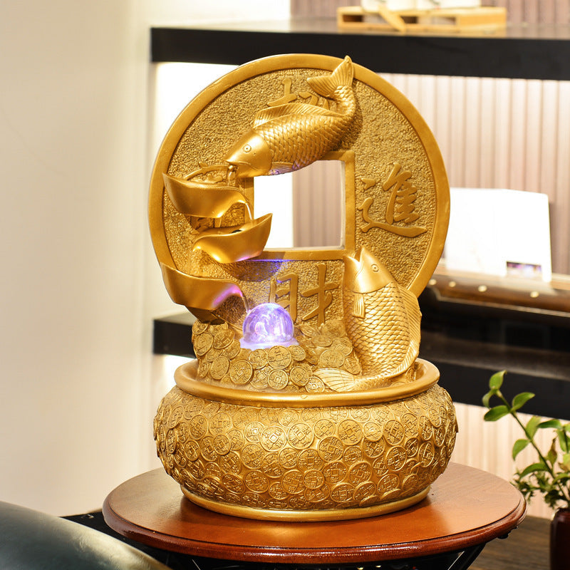Water Fountain Feng Shui Ornaments Fish Decor Home Office Living Room Decoration - DropOnline.co