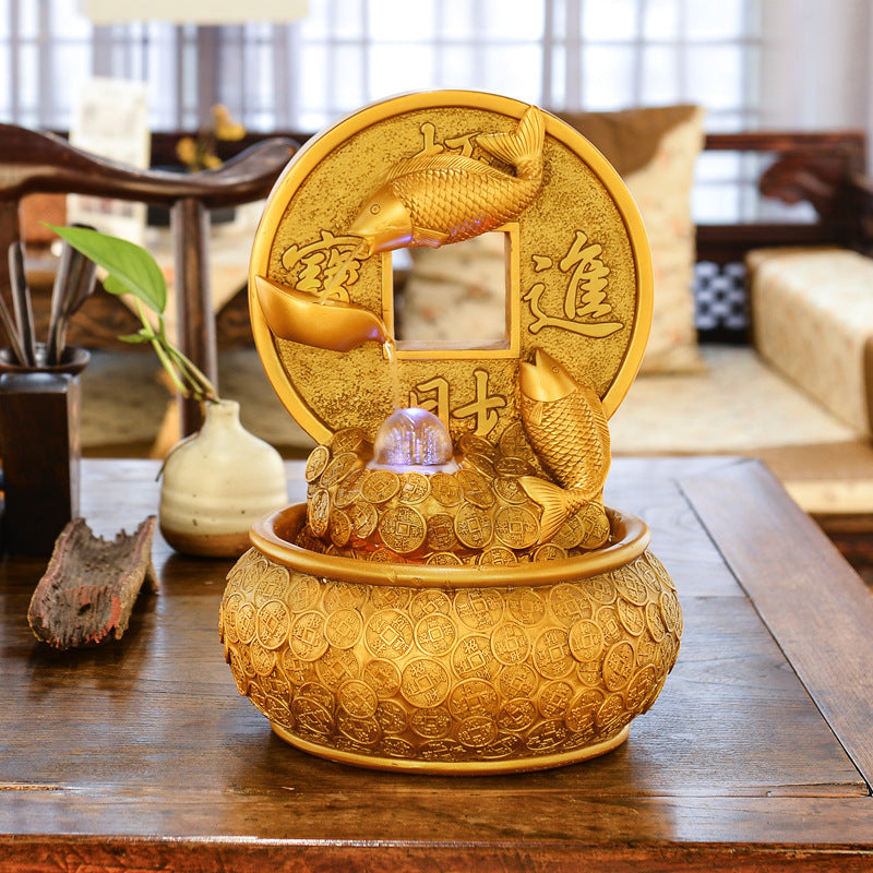 Water Fountain Feng Shui Ornaments Fish Decor Home Office Living Room Decoration - DropOnline.co