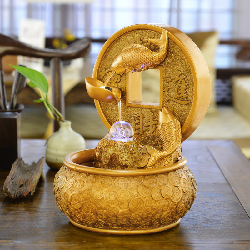 Water Fountain Feng Shui Ornaments Fish Decor Home Office Living Room Decoration - DropOnline.co