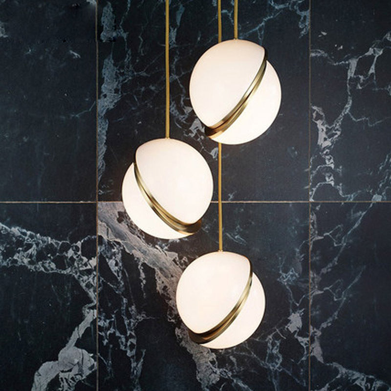 Nordic Modern Pendant Lights For Dining Room Bedroom Restaurant Decor Hotel Golden LED Hanging Lamp Fixture White Ball Lampshade - DropOnline.co