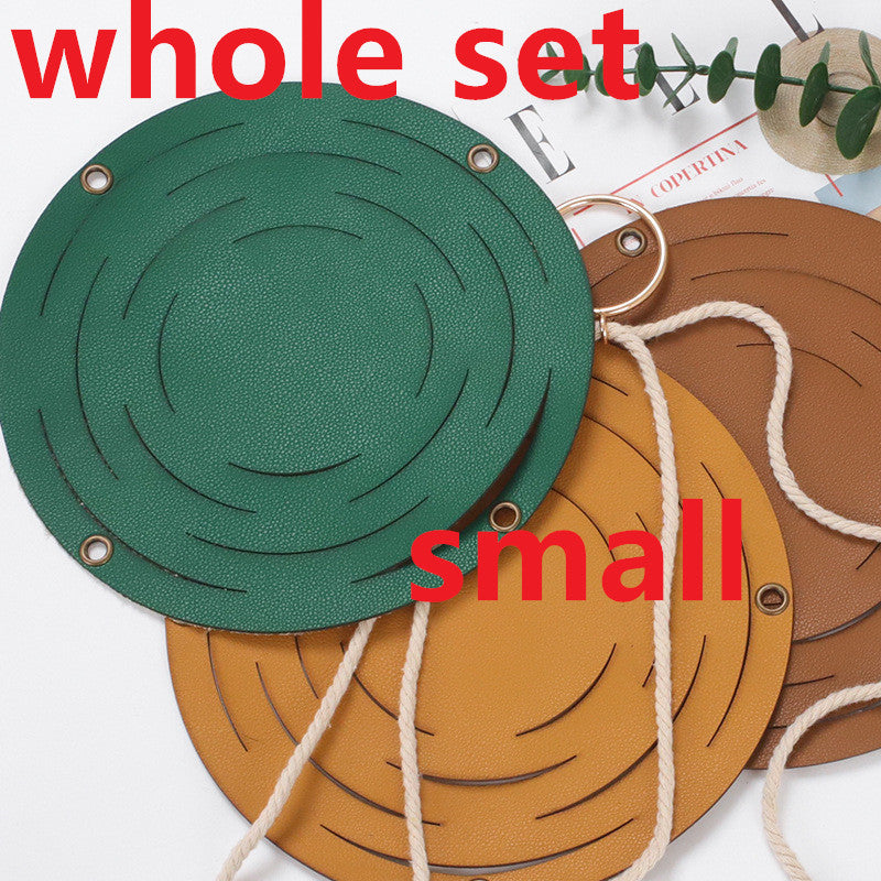 Leather Hanger Basket Macrame Wall Hanging Planter Shelf Decorative Flower Pot Holder Boho Home Decor for Small Plants - DropOnline.co