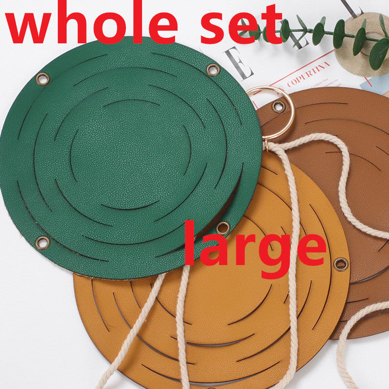 Leather Hanger Basket Macrame Wall Hanging Planter Shelf Decorative Flower Pot Holder Boho Home Decor for Small Plants - DropOnline.co