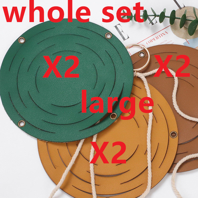 Leather Hanger Basket Macrame Wall Hanging Planter Shelf Decorative Flower Pot Holder Boho Home Decor for Small Plants - DropOnline.co