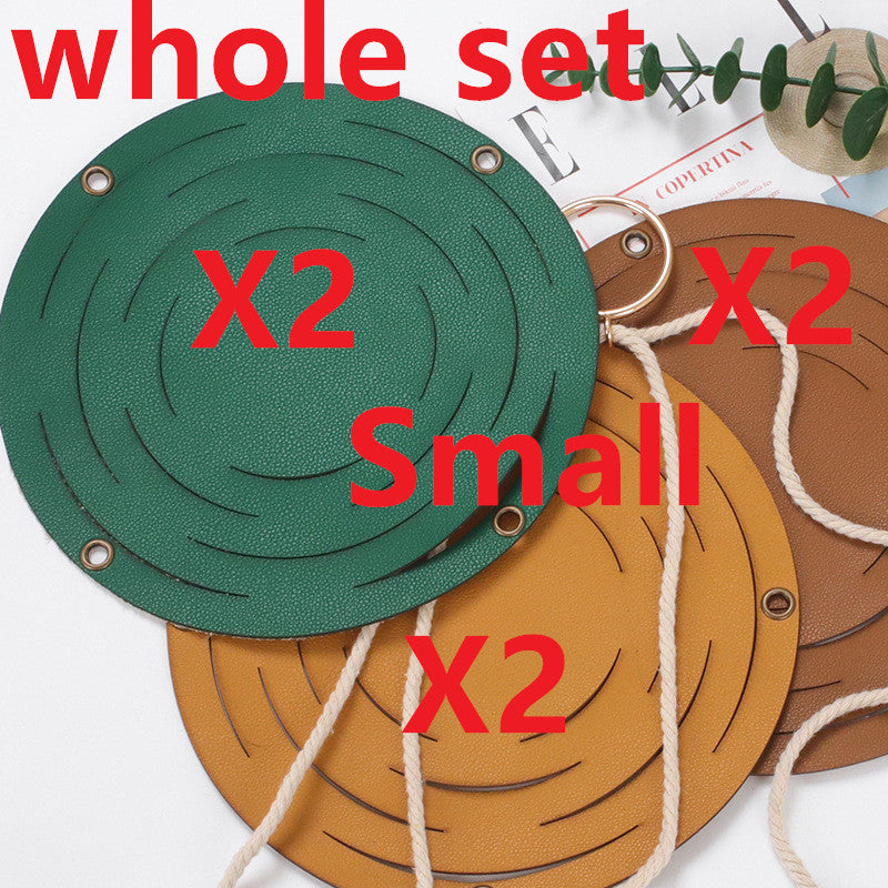 Leather Hanger Basket Macrame Wall Hanging Planter Shelf Decorative Flower Pot Holder Boho Home Decor for Small Plants - DropOnline.co