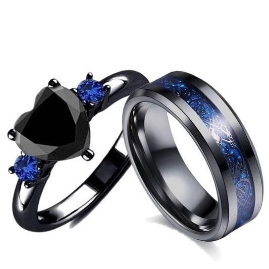 Black Heart Gemstone Diamond Wedding Ring - Gothic Romantic Engagement Ring - DropOnline.co