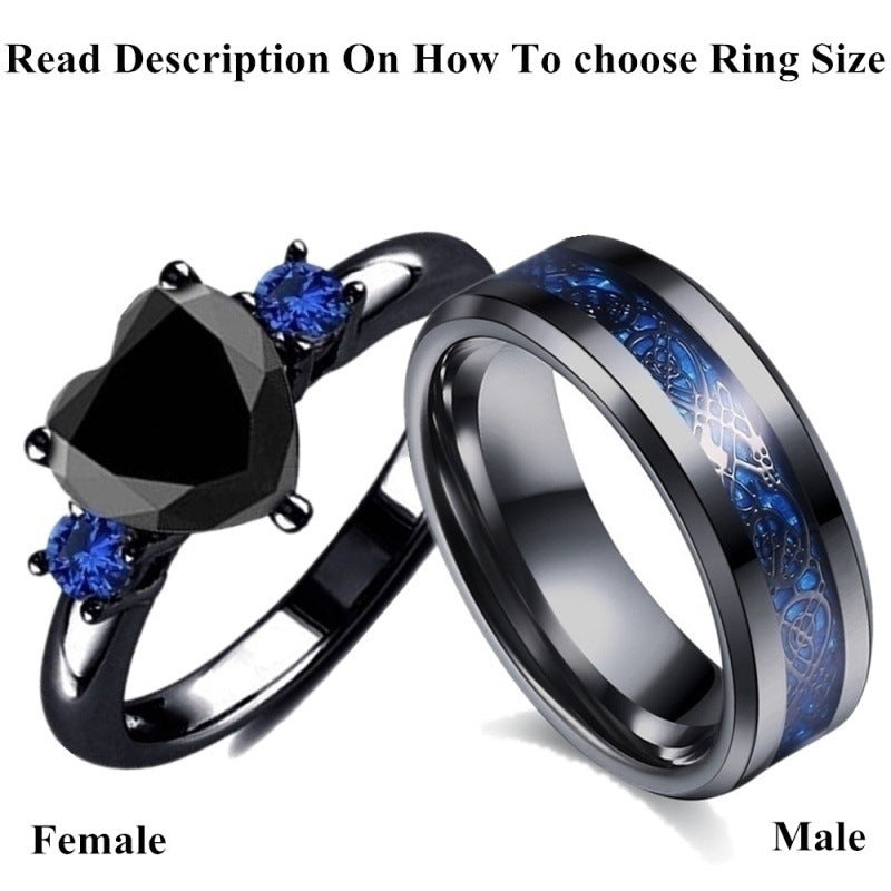 Black Heart Gemstone Diamond Wedding Ring - Gothic Romantic Engagement Ring - DropOnline.co