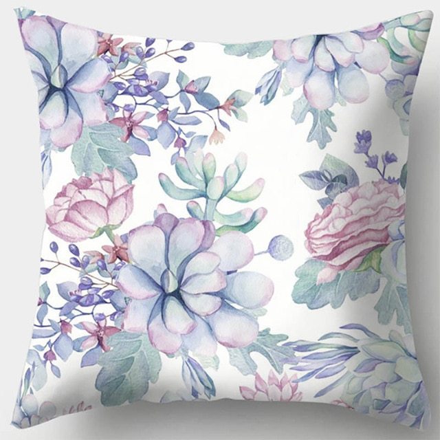 White Cushion Gift Throw Flower Pillowcase - DropOnline.co