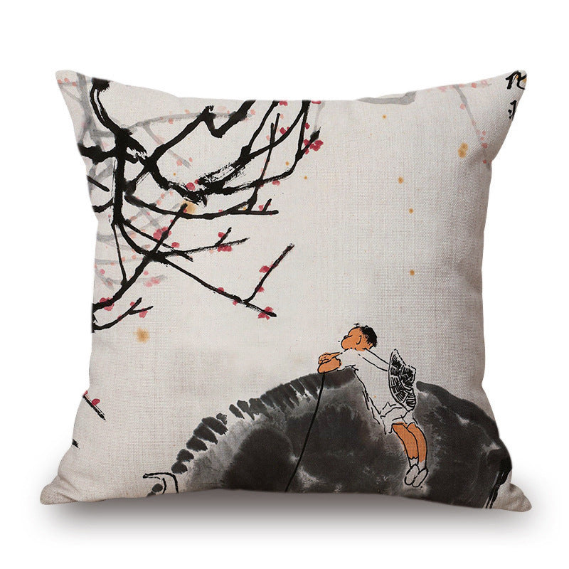 Retro Ink Painting Cushion Cover Chinese - DropOnline.co