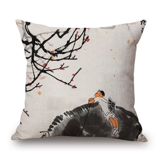 Retro Ink Painting Cushion Cover Chinese - DropOnline.co