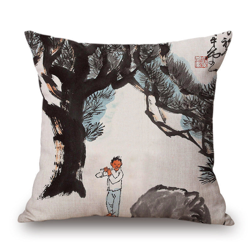 Retro Ink Painting Cushion Cover Chinese - DropOnline.co