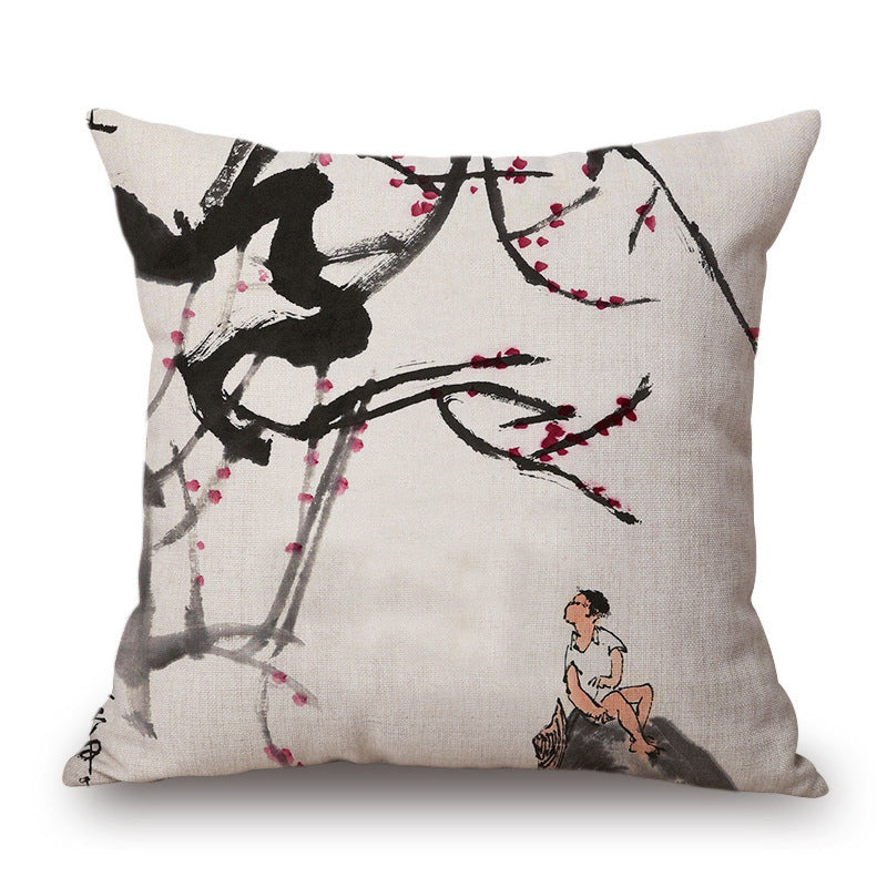 Retro Ink Painting Cushion Cover Chinese - DropOnline.co
