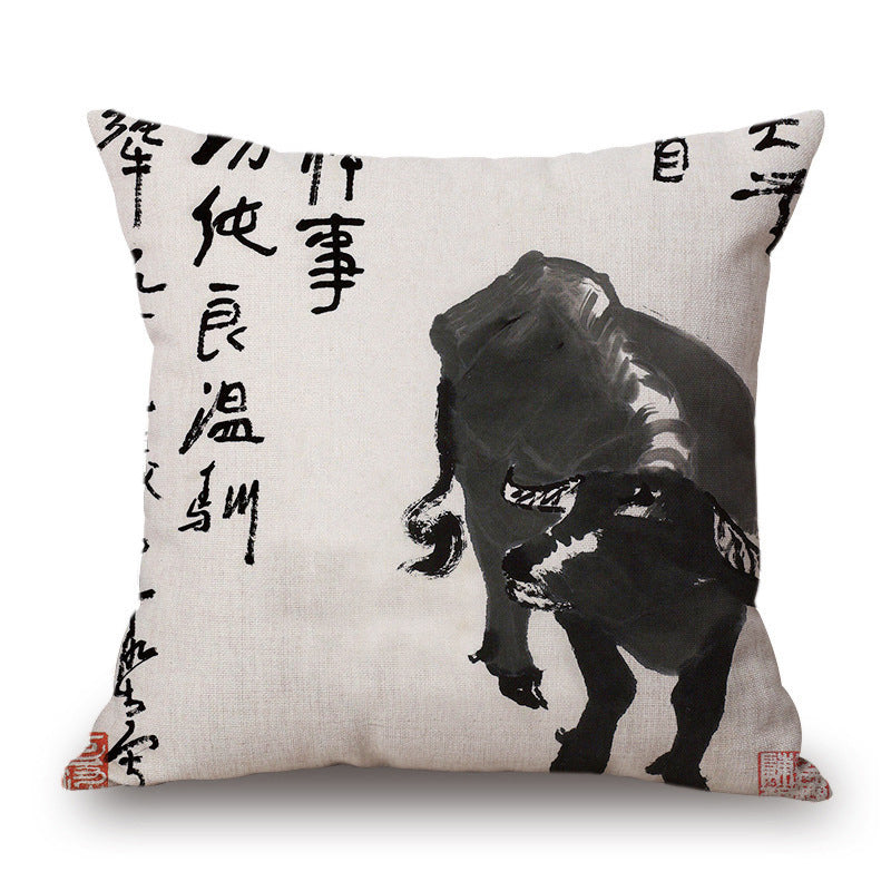 Retro Ink Painting Cushion Cover Chinese - DropOnline.co