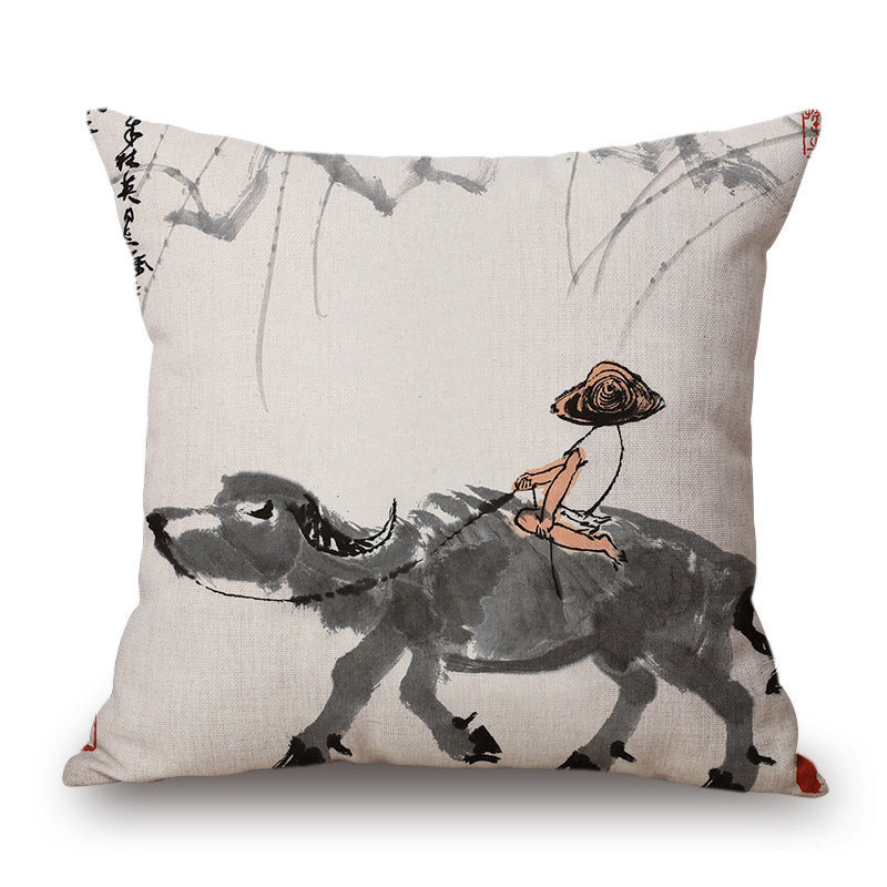 Retro Ink Painting Cushion Cover Chinese - DropOnline.co