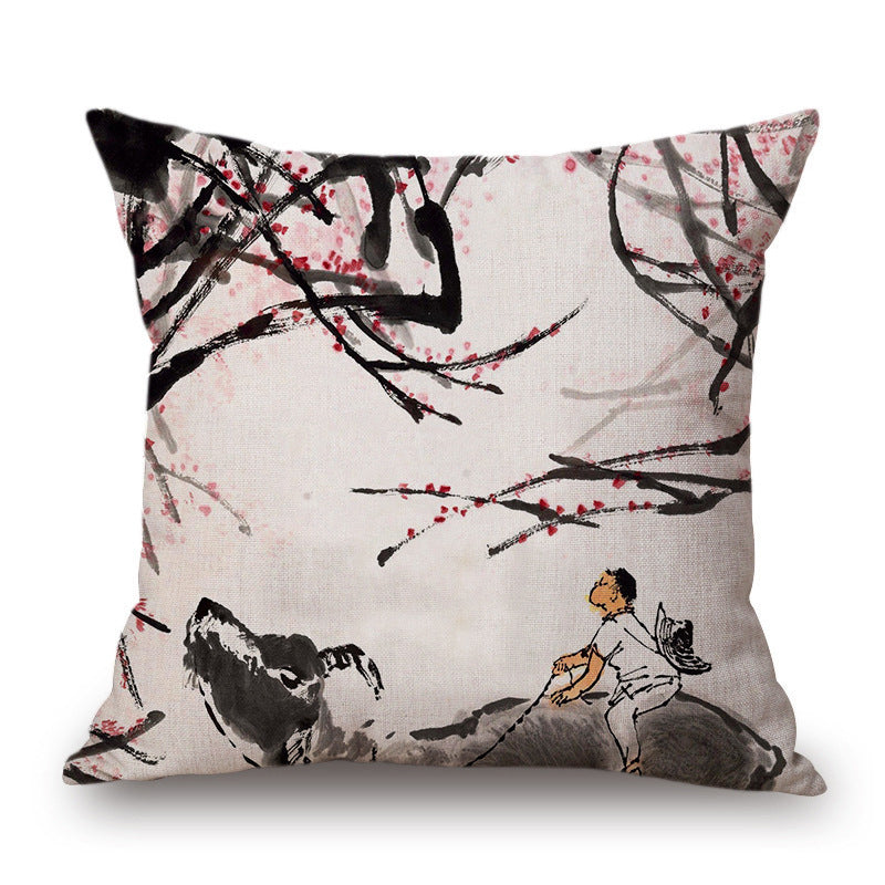 Retro Ink Painting Cushion Cover Chinese - DropOnline.co