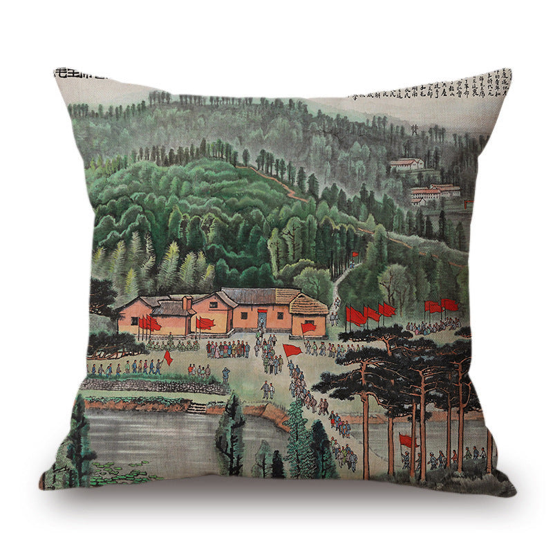 Retro Ink Painting Cushion Cover Chinese - DropOnline.co