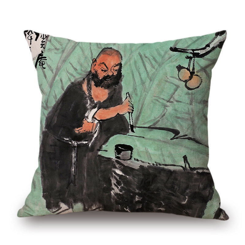 Retro Ink Painting Cushion Cover Chinese - DropOnline.co