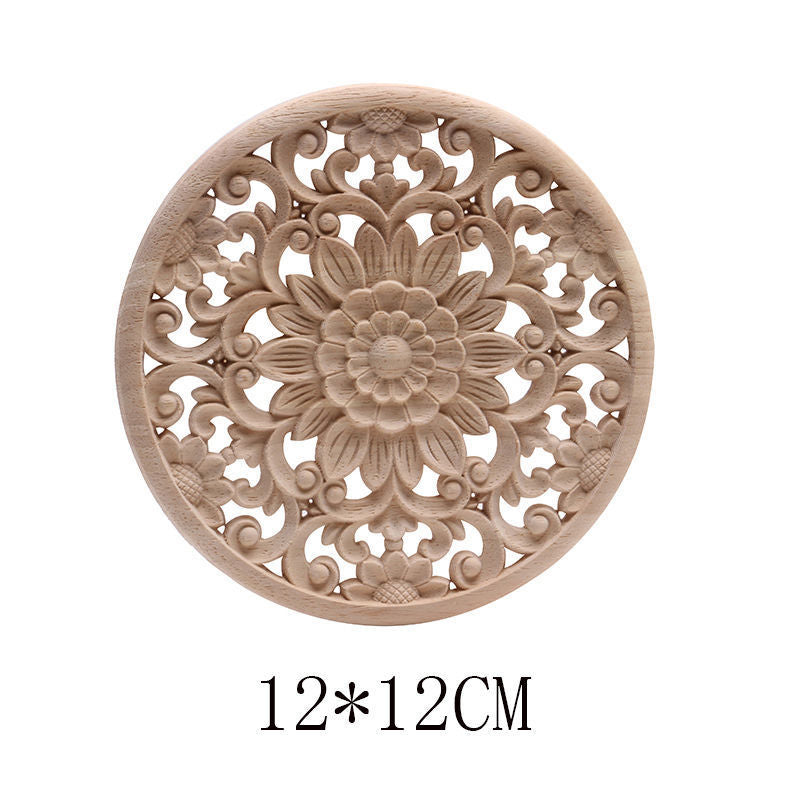 European Classical Rubber Wood Carving Decoration, Home Decoration, Solid Wood Decal, Home Craft, Wood Circle Decoration - DropOnline.co