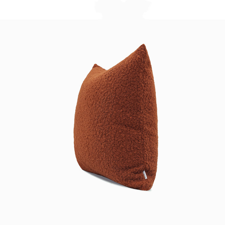 Nordic Warm Caramel Orange Coffee Color Faux Wool Roll Cushion Girl Throw Pillow Model Room Square Pillow - DropOnline.co