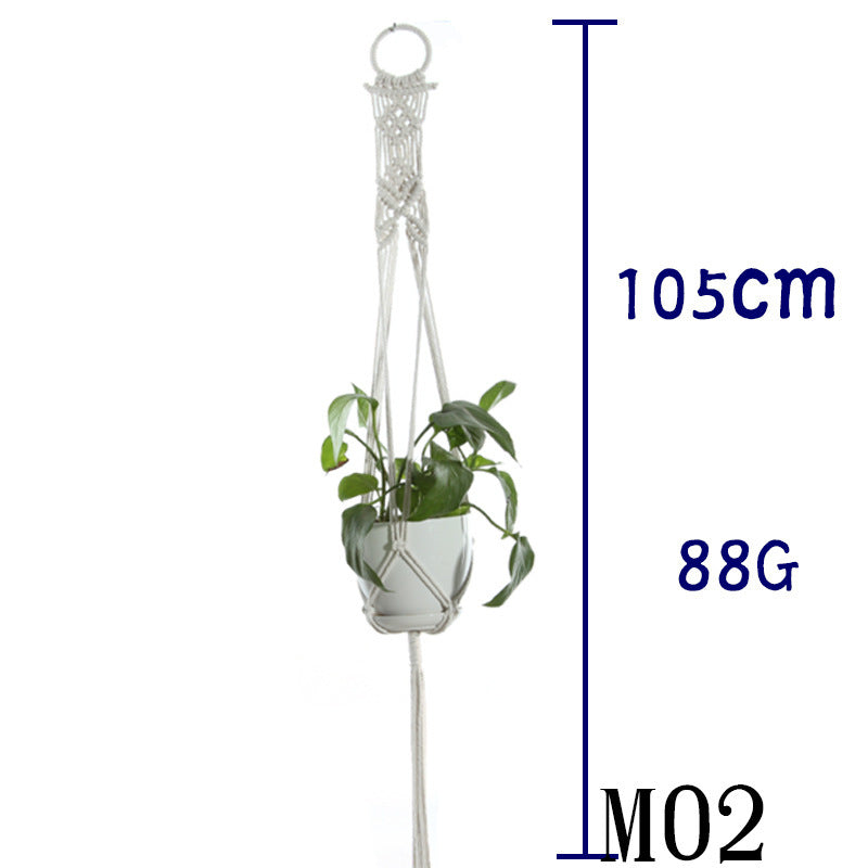 Flower Pot Net Bag Beige Cotton Rope Indoor Plant Hanger Hanging Basket Sling - DropOnline.co