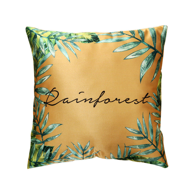Modern rainforest bird green leaf print cushion cover - DropOnline.co