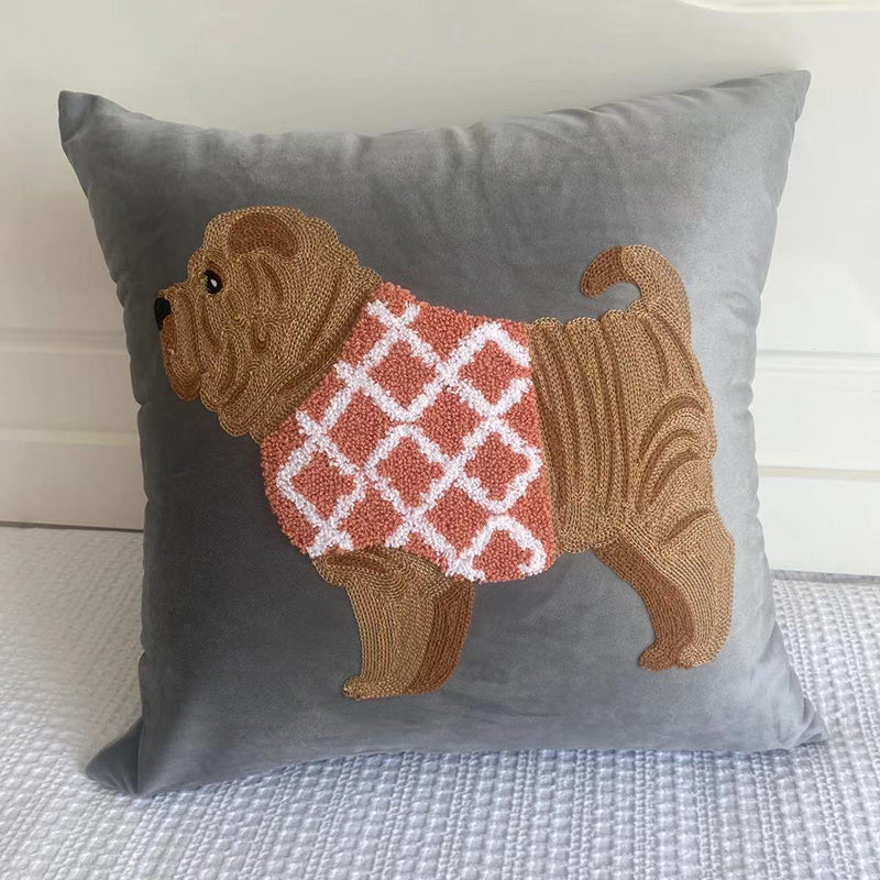 Pillow Embroidered Cushion With Core American Dog - DropOnline.co